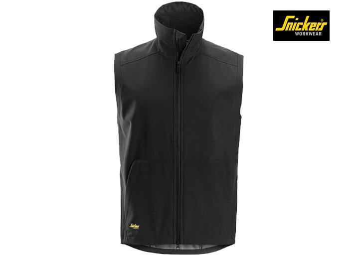 Snickers-4505-AllroundWork-Windproof-Soft-Shell-Bodywarmer-0400-Black-Voorkant