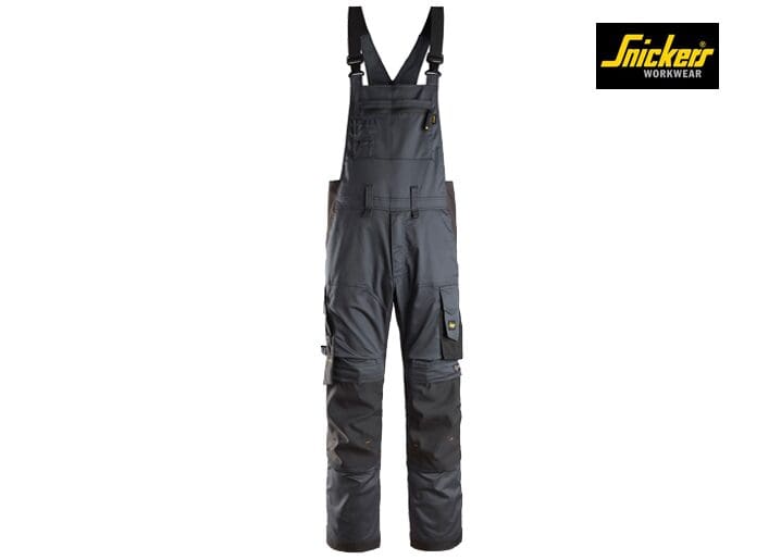 Snickers-6051-AllroundWork-Stretch-Bib & Brace-broek_5804-Steel-Grey-Black-Voorkant