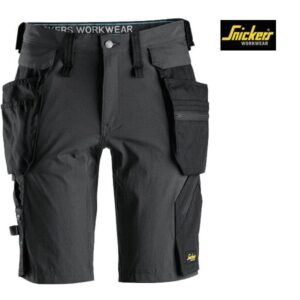 Snickers-6108-Litework-Korte-Werkbroek+met-afneembare-Holsterzakken_staalgrijs-zwart_5804