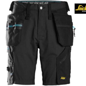 Snickers-6110-LiteWork-37.5®-Korte-Werkbroek-met-holsterzakken-0404-Zwart-voorkant