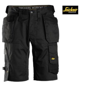 Snickers-6151-AlroundWork-Stretch-Loose-Fit-Korte-Werkbroek-met Holsterzakken_Zwart_0404