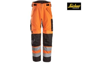 Snickers-6630-High-Vis-Klasse 2-Waterproof 37.5®-2 laags-Licht-gewatteerde-Werkbroek_5504-High-Vis-Orange-Black-Voorkant