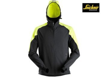 Snickers-8025-Neon-Hoodie-met-Rits-Front_Black-Neon-Yellow-0467