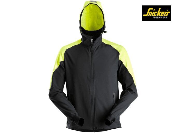 Snickers-8025-Neon-Hoodie-met-Rits-Front_Black-Neon-Yellow-0467