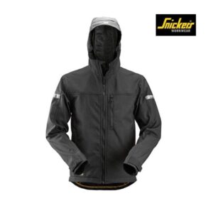 snickers-1229-AllroundWork-Softshell-Jack-met-Capuchon_0404_zwart
