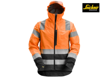 Snickers-1330-AllroundWork, High-Vis Waterproof Shell Jack Klasse 3_5504-High Vis Orange:Black-Voorkant