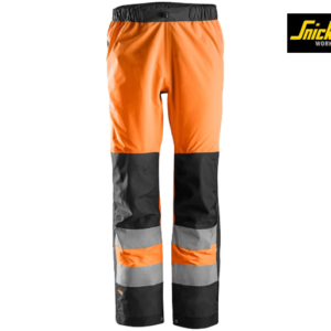 Snickers-6530-AllroundWork, High-Vis Waterproof Shell Broek Klasse 2_5505-High Vis Orange:Black-Voorkant