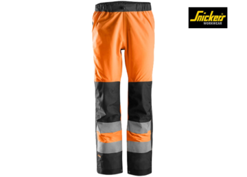 Snickers-6530-AllroundWork, High-Vis Waterproof Shell Broek Klasse 2_5505-High Vis Orange:Black-Voorkant