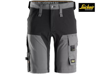 Snickers-6173-AllroundWork, AllroundWork, 4-Weg Stretch Korte Broek_5804-Steel Grey:Black-Voorkant