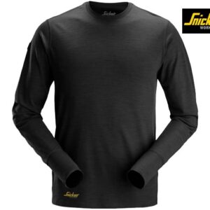 Snickers-2451-Wollen T-Shirt met Lange Mouwen_0400-Black-Voorkant