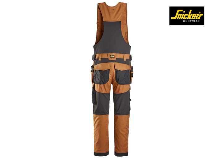 Snickers-6014-AllroundWork, Canvas Stretch One-Piece Werkbroek met Holsterzakken_1204-Brown:Black-Achterkant