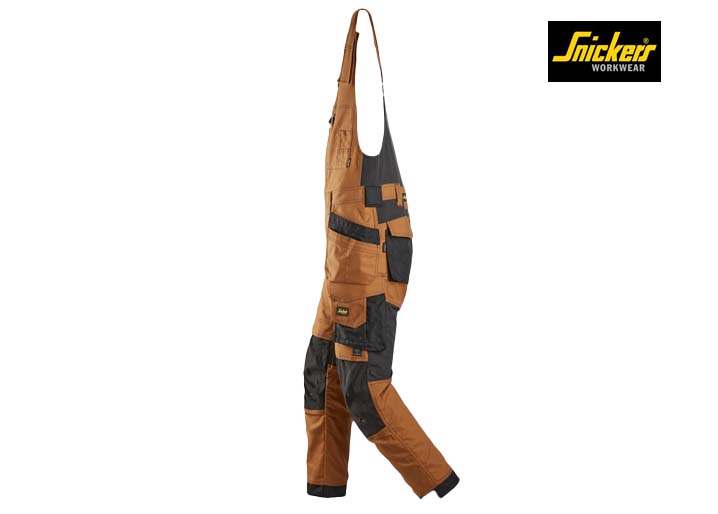 Snickers-6014-AllroundWork, Canvas Stretch One-Piece Werkbroek met Holsterzakken_1204-Brown:Black-Zijkant