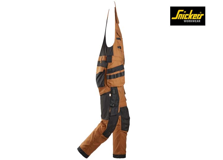 Snickers-6014-AllroundWork, Canvas Stretch One-Piece Werkbroek met Holsterzakken_1204-Brown:Black-Zijkant2