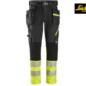 Snickers-6935-High-Vis, Klasse 1, Werkbroek met Afneembare Holsterzakken_0466-Black:High Vis Yellow-Voorkant